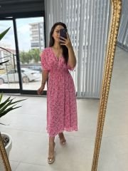 Mng pembe çiçekli yoryo elbise