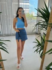 Zr Striped Indigo Shorts Skirt