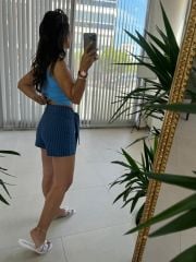 Zr Striped Indigo Shorts Skirt