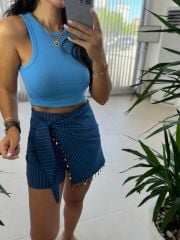 Zr Striped Indigo Shorts Skirt