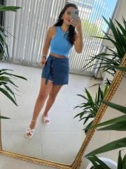 Zr Striped Indigo Shorts Skirt