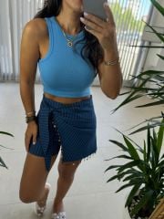 Zr Striped Indigo Shorts Skirt