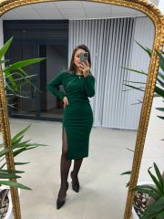 Mc Yan Pile Detaylı Yeşil Elbise