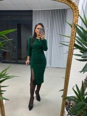 Mc Yan Pile Detaylı Yeşil Elbise