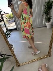 Sıfır kol renk geçişli poplin elbise