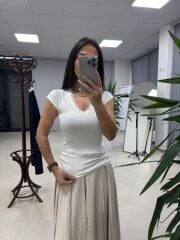 İv 26309 V Yaka Dantelli Beyaz Bluz