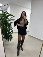 Bb 30513 Süet Siyah Şort Etek