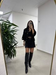 Bb 30513 Süet Siyah Şort Etek