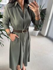 Fw 8185 Lina Haki  Gömlek Elbise