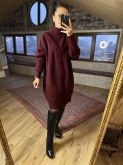 Orj marka bordo balıkçı tunik elbise