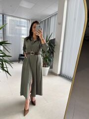 Fw 8185 Lina Haki  Gömlek Elbise