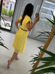 Mc 5748 Double Breasted Yellow Chiffon Dress