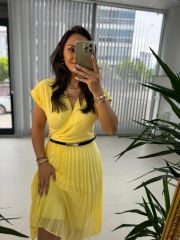 Mc 5748 Double Breasted Yellow Chiffon Dress