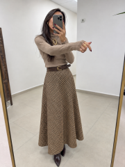Po 2683 Açık Vizon Kaşmir Dokulu Triko Bluz