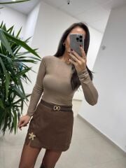 2200 Gold Çift Halka Tokalı Kahve Kemer