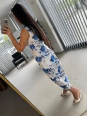 My 3736 Saks Broş Detaylı Jakarlı Elbise