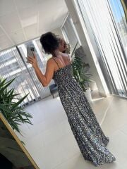 Cr 1049 Sarı Çıtır Askılı Maksiboy Elbise