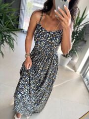 Cr 1049 Sarı Çıtır Askılı Maksiboy Elbise