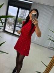 Ms Red Stone Dress