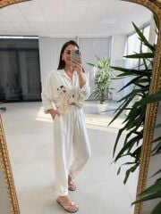 La 63463 Naturel Cep Ahşap Detaylı Gömlekli Takım