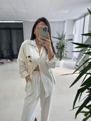 La 63463 Naturel Cep Ahşap Detaylı Gömlekli Takım