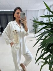 La 63463 Naturel Cep Ahşap Detaylı Gömlekli Takım