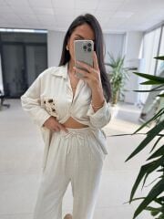 La 63463 Naturel Cep Ahşap Detaylı Gömlekli Takım