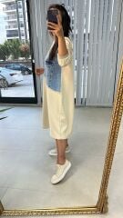 Dr Bej denimli sweat elbise