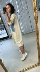 Dr Bej denimli sweat elbise