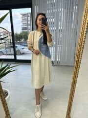 Dr Bej denimli sweat elbise