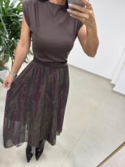 Mz 22805 Vatkalı Verev Kesim Kahve Bluz