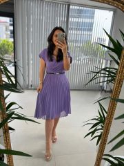 Mc 5748 Double Breasted Lilac Chiffon Dress