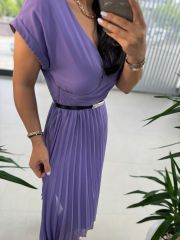 Mc 5748 Double Breasted Lilac Chiffon Dress