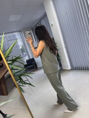 Cr 4010 Haki Yelekli Düğmeli Takım