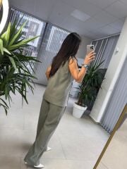 Cr 4010 Haki Yelekli Düğmeli Takım