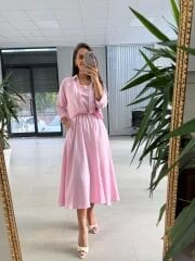Ms 71 Pembe Midi Bluzlu Elbise