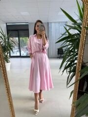Ms 71 Pembe Midi Bluzlu Elbise