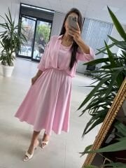 Ms 71 Pembe Midi Bluzlu Elbise