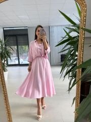 Ms 71 Pembe Midi Bluzlu Elbise