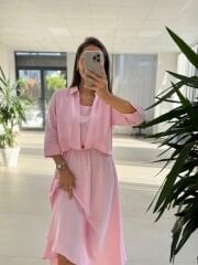 Ms 71 Pembe Midi Bluzlu Elbise