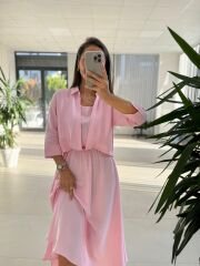 Ms 71 Pembe Midi Bluzlu Elbise
