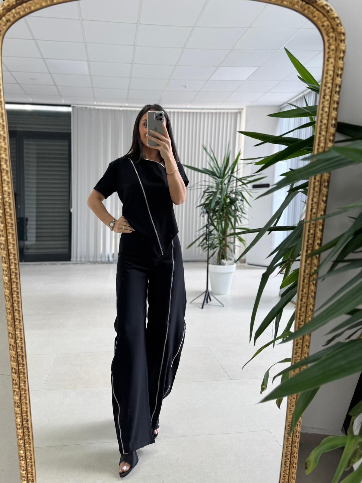 Kd 7905 Premium Fermuar Detaylı Tasarım Siyah Takım