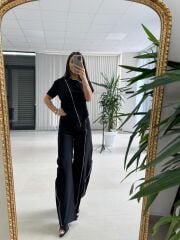 Kd 7905 Premium Fermuar Detaylı Tasarım Siyah Takım