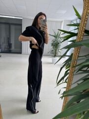 Kd 7905 Premium Fermuar Detaylı Tasarım Siyah Takım