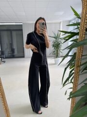 Kd 7905 Premium Fermuar Detaylı Tasarım Siyah Takım