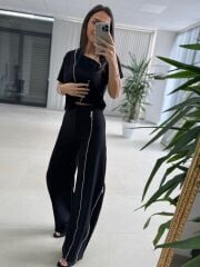 Kd 7905 Premium Fermuar Detaylı Tasarım Siyah Takım