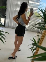 Zr Striped Black Shorts Skirt