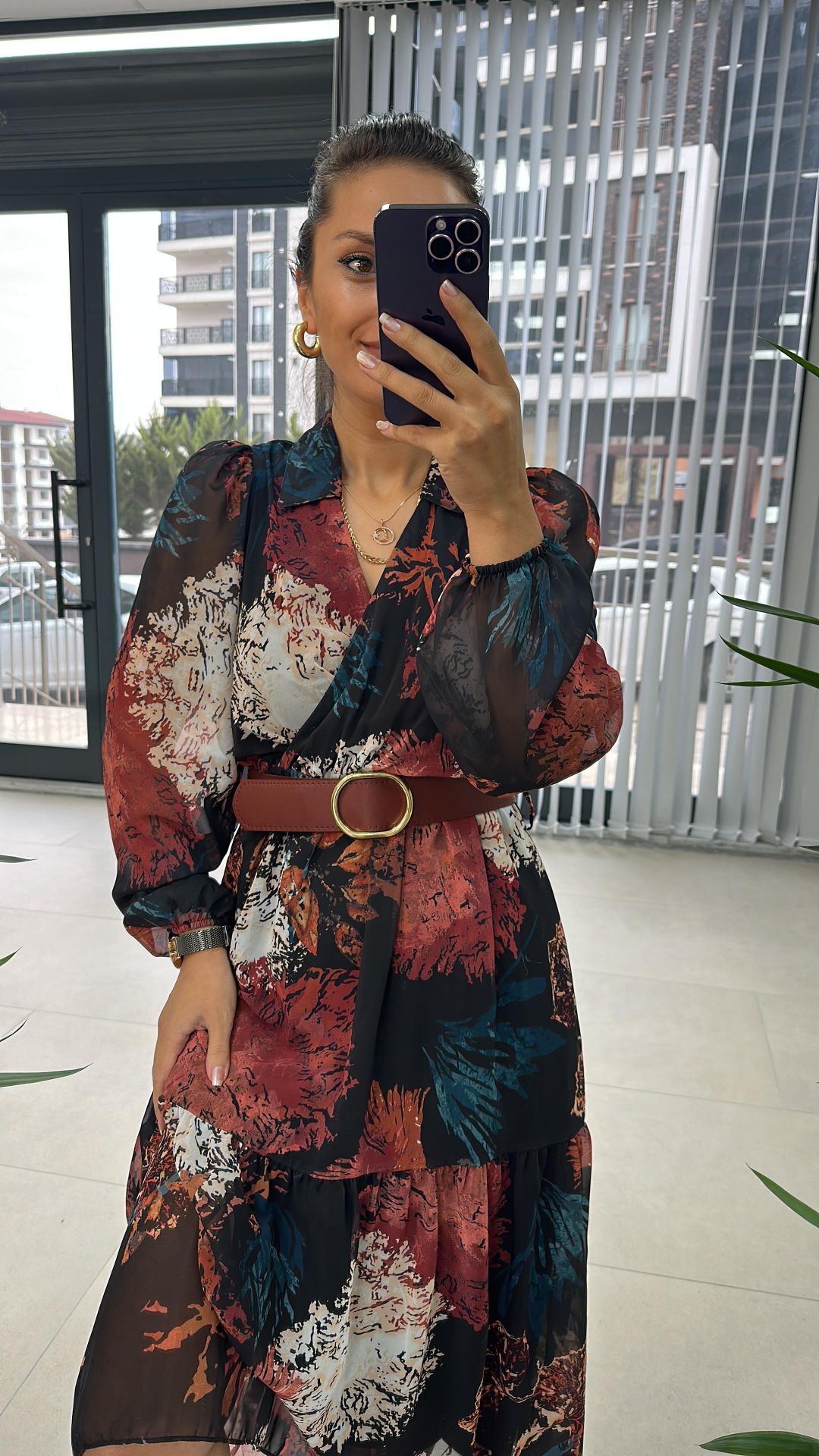 My Kızıl Kahve Şifon elbise