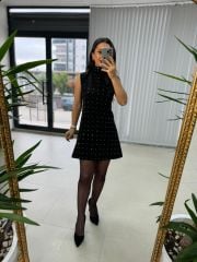 Ms Siyah Taşlı Elbise
