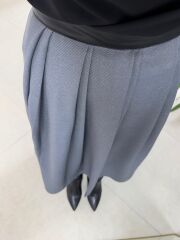 Ms 7094 Bel Detaylı Antrasit Yün Efektli Etek